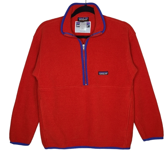 Patagonia Synchilla Marsupial Half Zip Pullover Fire Red 65521 Kids Large - Picture 3 of 9